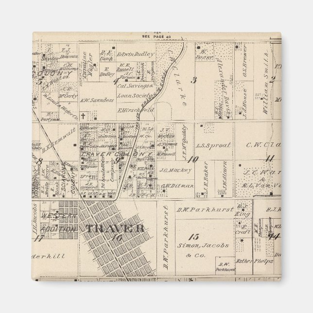 Aimant Carte de section du comté de T17S R23E Tulare (Devant)