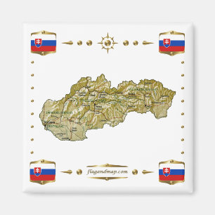Aimant Carte de Slovaquie + Pavillons Magazine