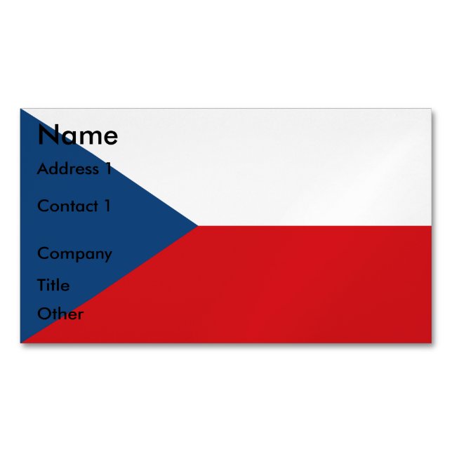 Aimant carte de visite avec Drapeau de la Tchéquie (devant)