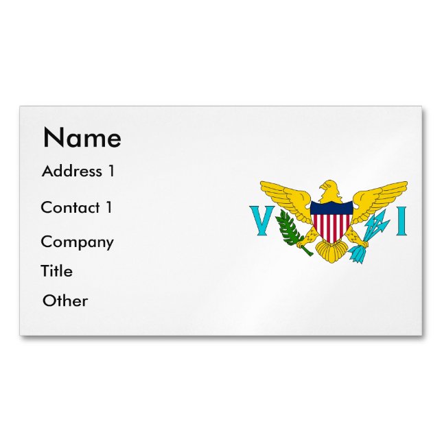 Aimant carte de visite avec drapeau de l'île Vierg (devant)