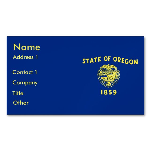 Aimant carte de visite avec Drapeau de l'Oregon (devant)