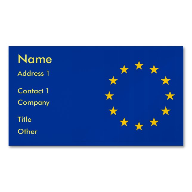 Aimant carte de visite avec drapeau de l'Union eur (devant)