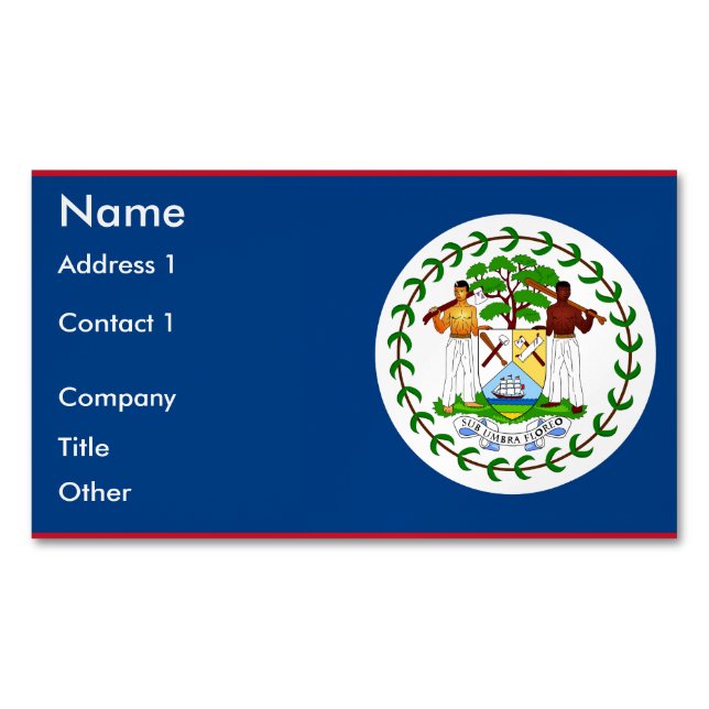 Aimant carte de visite avec Drapeau du Belize (devant)