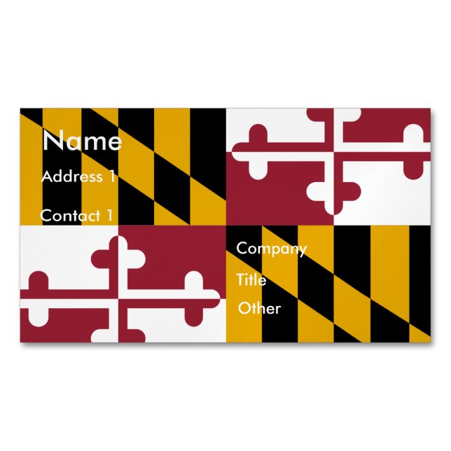 Aimant carte de visite avec Drapeau du Maryland (devant)