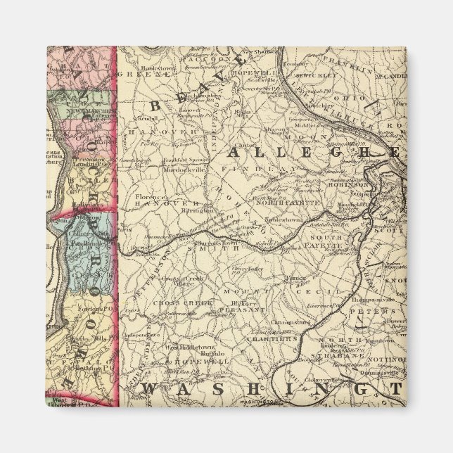 Aimant Carte des comtés de Hancock, Brooke, Ohio, Marshal (Devant)