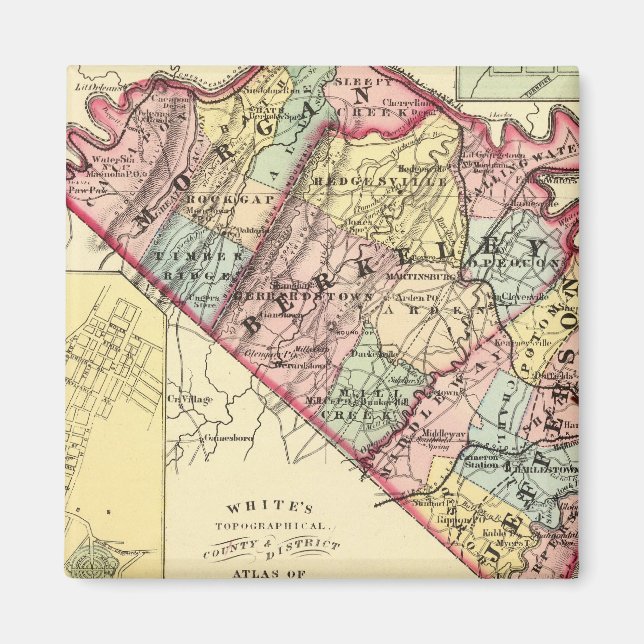 Aimant Carte des comtés de Morgan, Berkeley et Jefferson (Devant)