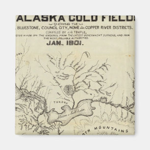 Aimant Carte Des Nouveaux Champs D'Or De L'Alaska