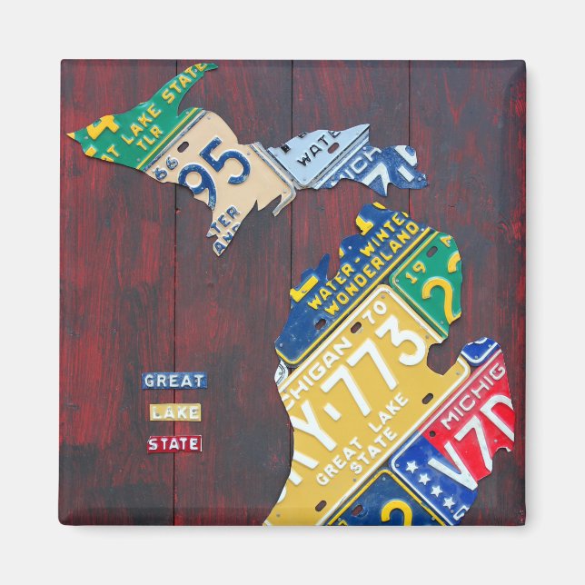 Aimant Carte des plaques de licence du Michigan par Desig (Devant)