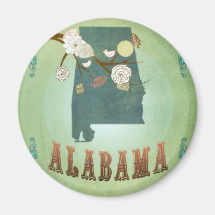 Aimant Carte d'état de l'Alabama - vert