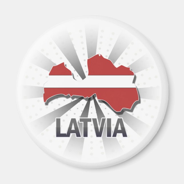 Aimant Carte Drapeau Lettonie 2.0 (Devant)