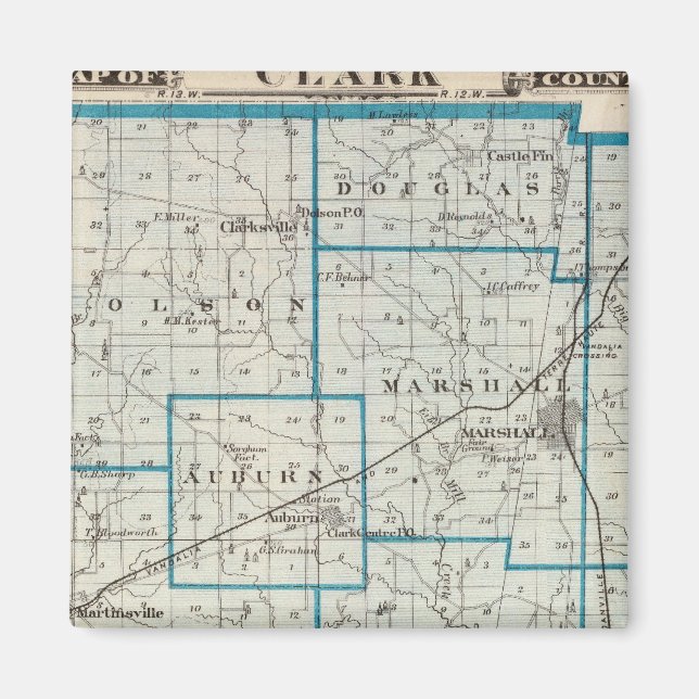 Aimant Carte du comté de Clark (Devant)