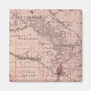 Aimant Carte du comté de Johnson, État de l'Iowa