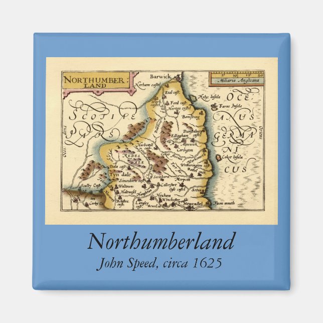 Aimant Carte du comté de Northumberland, Angleterre (Devant)
