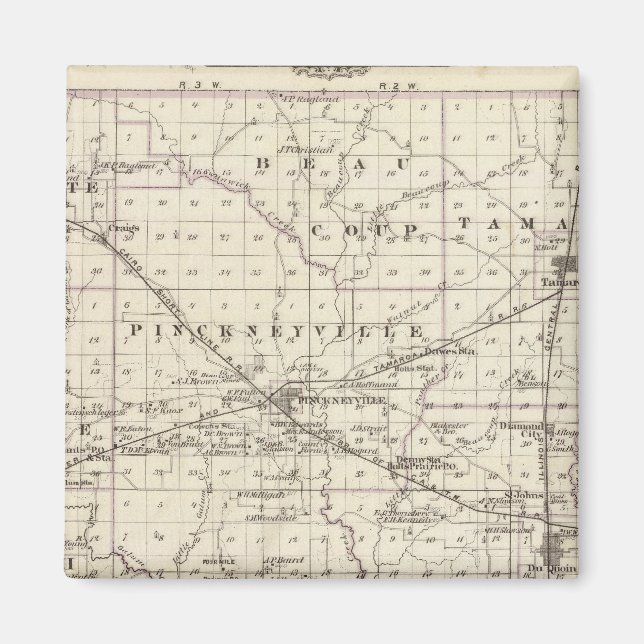 Aimant Carte du comté de Perry, Nashville et Carmi (Devant)