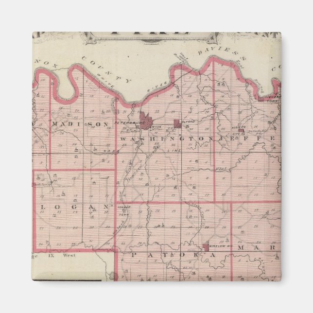 Aimant Carte du comté de Pike avec plan de Petersburg (Devant)