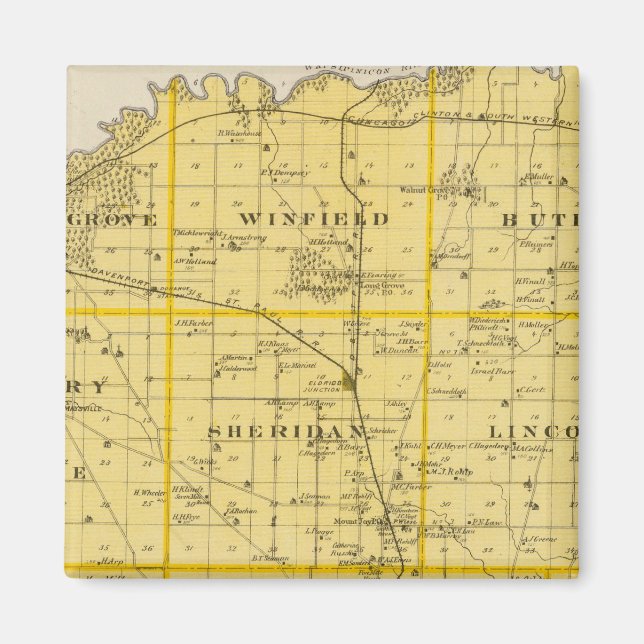 Aimant Carte du comté de Scott, État de l'Iowa (Devant)