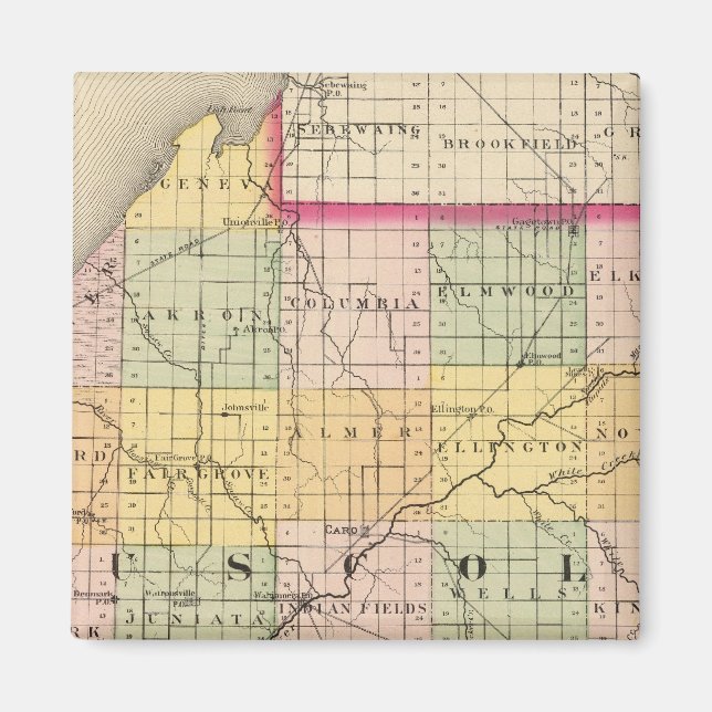 Aimant Carte du comté de Tuscola, Michigan (Devant)