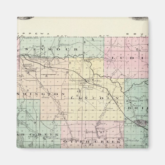 Aimant Carte du comté d'Eau Claire, État du Wisconsin (Devant)