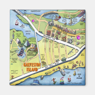 Aimant Carte du dessin animé Galveston Texas