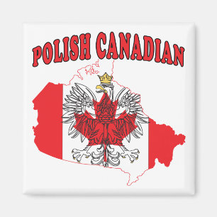 Aimant Carte du drapeau canadien polonais