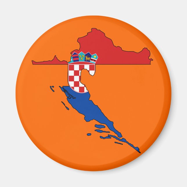 Aimant Carte du drapeau de la Croatie (Devant)