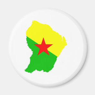 Aimant Carte du drapeau de la Guyane Française pleine tai