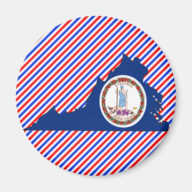 Aimant Carte du drapeau de la Virginie (Devant)