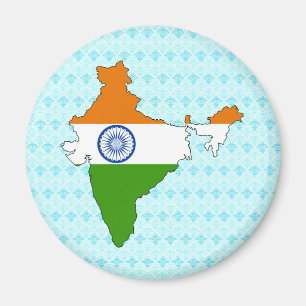 Aimant Carte du drapeau de l'Inde pleine taille