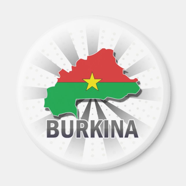 Aimant Carte du drapeau du Burkina 2.0 (Devant)