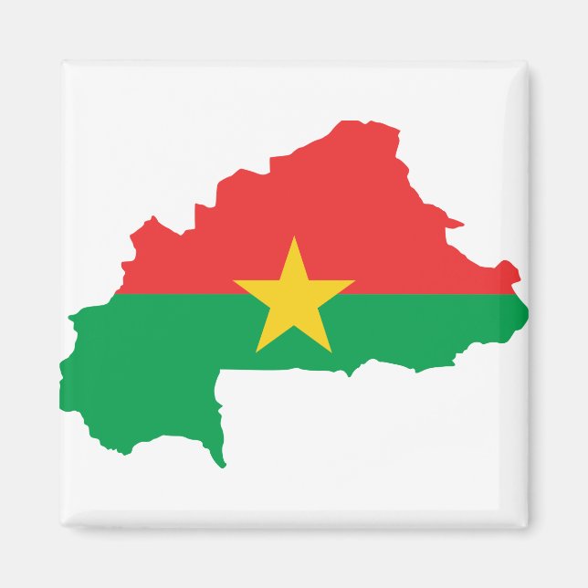 Aimant Carte du drapeau du Burkina Faso BF (Devant)