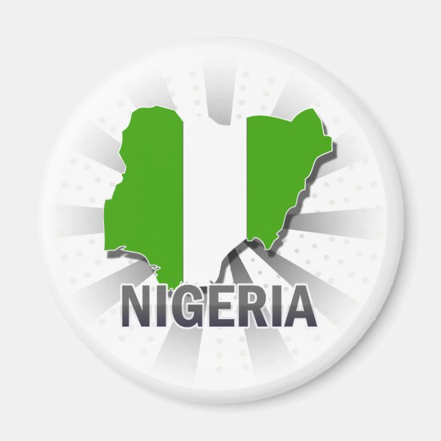 Aimant Carte du drapeau du Nigeria 2.0 (Devant)
