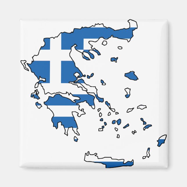 Aimant Carte du drapeau grec GR (Devant)
