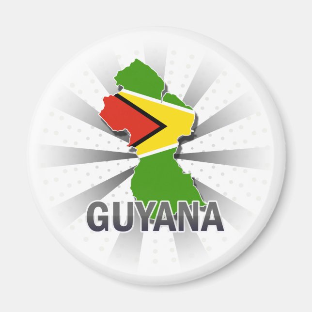 Aimant Carte du Drapeau Guyana 2.0 (Devant)