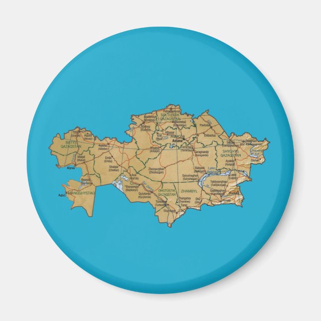 Aimant Carte du Kazakhstan (Devant)