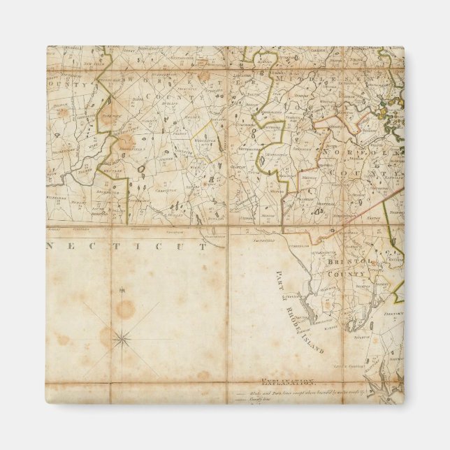 Aimant Carte Du Massachusetts (Devant)
