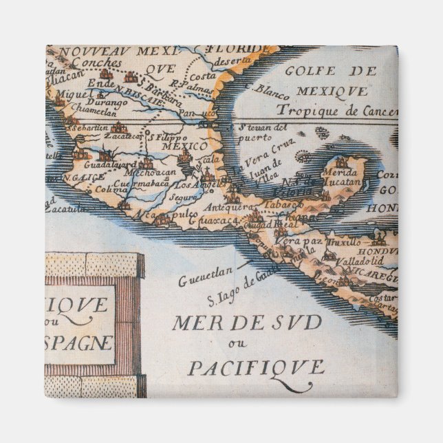 Aimant Carte du Mexique ou de la Nouvelle Espagne | 1625 (Devant)