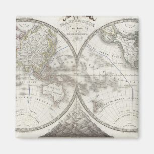 Aimant Carte du monde dans 2 hémisphères