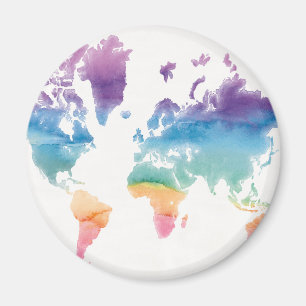 Aimant Carte du monde de l'aquarelle