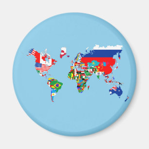 Aimant carte du monde symbole du drapeau du pays silhouet