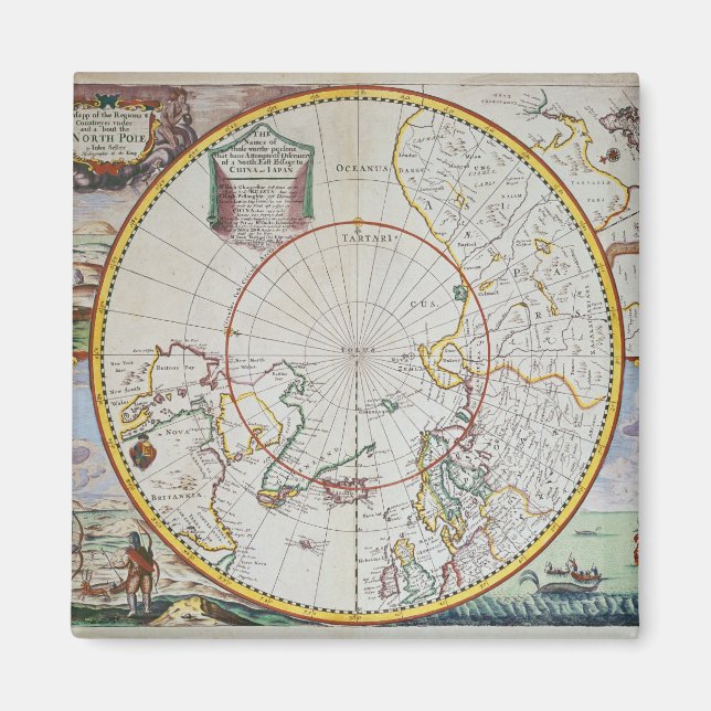 Aimant Carte du pôle Nord (Devant)