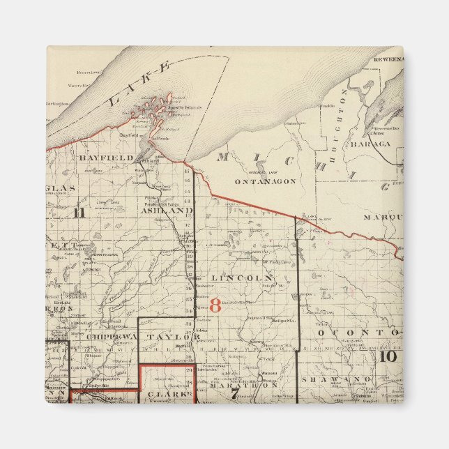 Aimant Carte du Wisconsin (Devant)