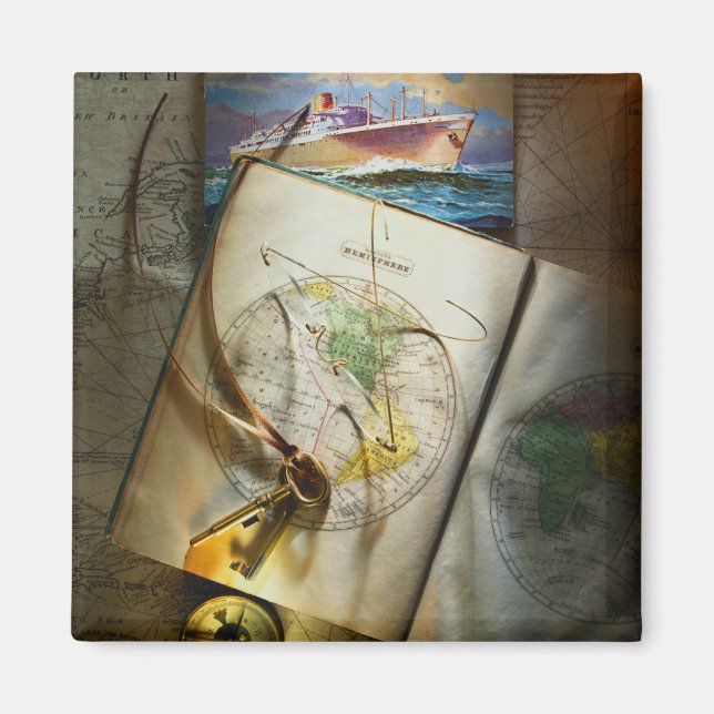 Aimant Carte Et Compas (Devant)