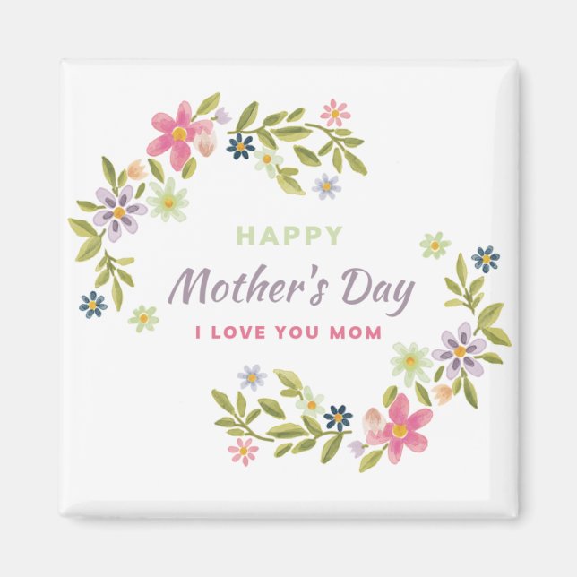 Aimant Carte Fête Des Mères Pour Ami Jolie Fleurs Roses (Devant)