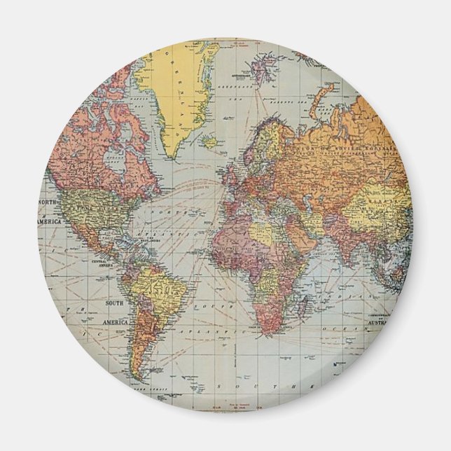 Aimant Carte générale vintage du monde (Devant)