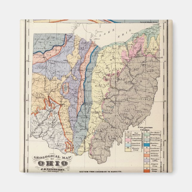 Aimant Carte géologique de l'Ohio (Devant)