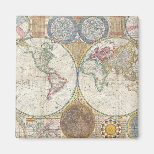 AIMANT CARTE MONDIALE VINTAGE (Devant)