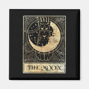 Aimant Carte Moon Tarot Crescent Cat Nuit Halloween C