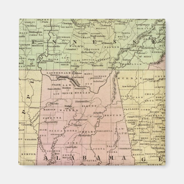Aimant Carte Olney des États du Sud (Devant)