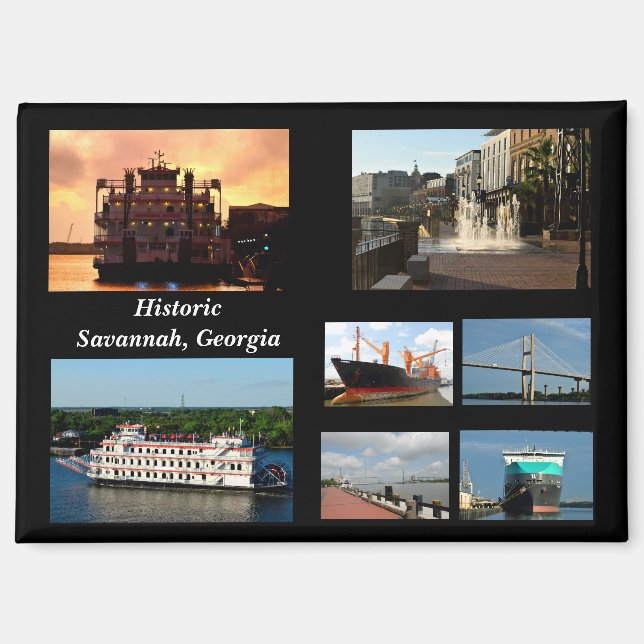 Aimant Carte postale Savannah, Géorgie Holiday (Recto)