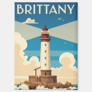 Aimant Carte postale vintage du phare de Bretagne France